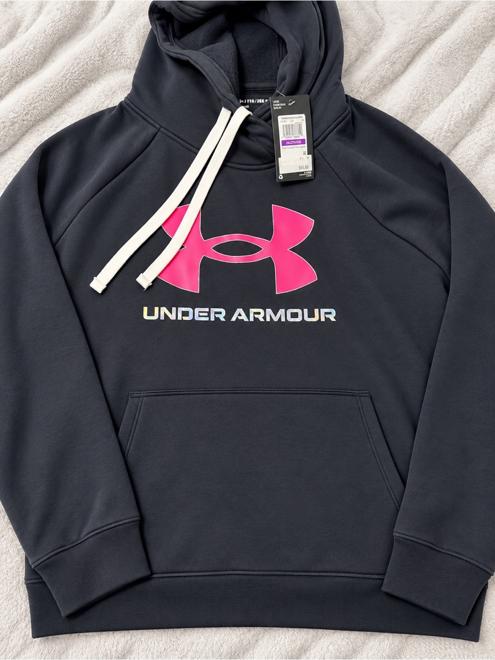 Under Armour XXL Women’s Black Hoodie with Pink and iridescent Logo